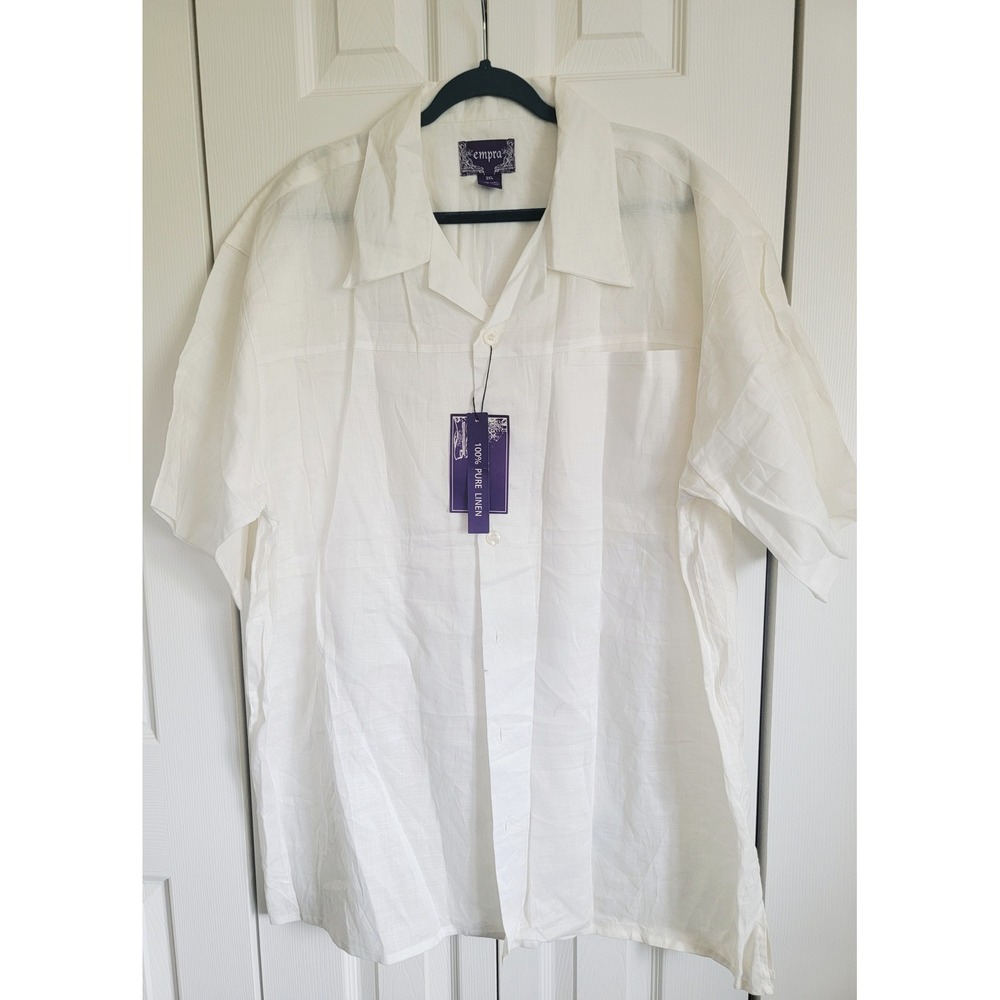 Empra Men's Linen Shirt Short Sleeve Button Up Casual‎ 3XL Vintage NWT